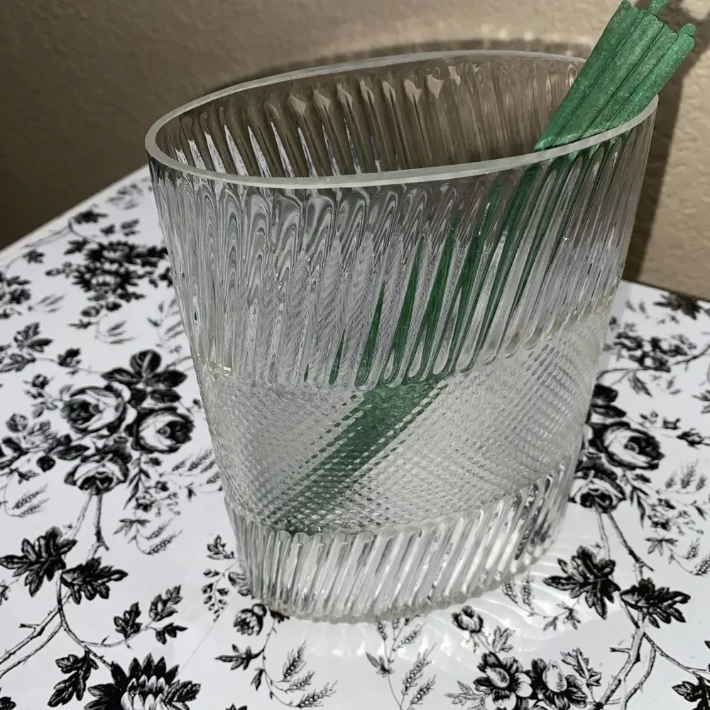 *Textured Glass Vase with two textures oval shaped 8” tall